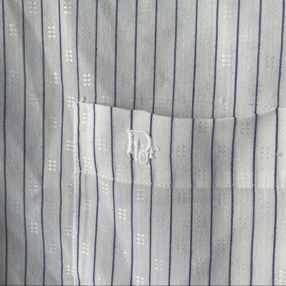 Vintage Dior button down w/ navy blue stripes - Picture 3 of 5